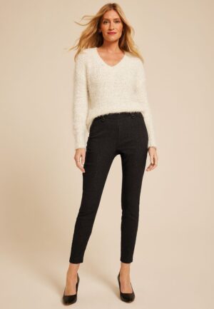 Metallic Pinstripe Bengaline High Rise Pull On Skinny Pant