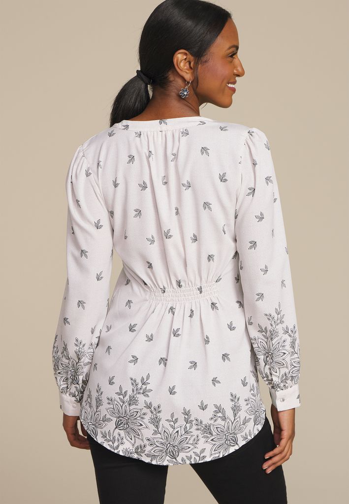 Cinched Back V Neck Blouse - Image 2