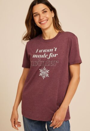 I Wasnt Made For Winter Oversized Fit Graphic Tee
