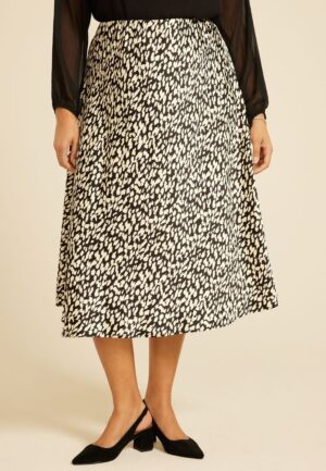 Plus Size Satin High Rise Midi Skirt