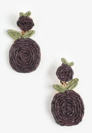 Purple Raffia Drop Earrings