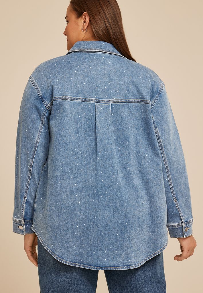 Plus Size Sparkle Denim Shacket - Image 2