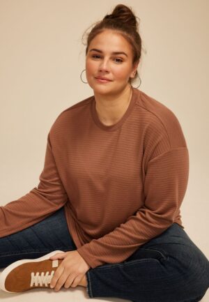 Plus Size 24/7 Ottoman Rib Long Sleeve Tee
