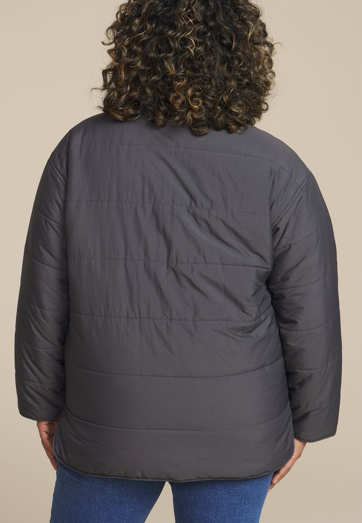 Plus Size Quilted Patch Pocket Jacket - Image 2