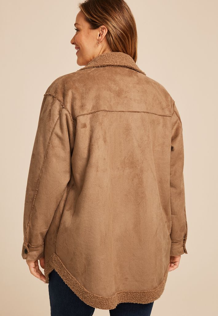 Plus Size Cognac Shearling Jacket - Image 2