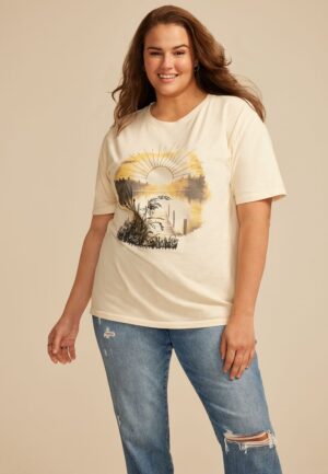 Plus Size Lakeside Scenic Relaxed Graphic Tee