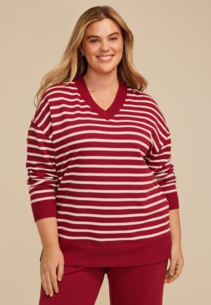 Plus Size Willowsoft Striped Relaxed Fit Sweatshirt