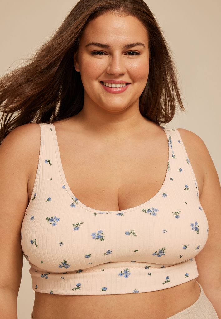 Simply Comfy Floral Pointelle Scoop Neck Bralette - Image 3