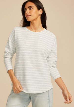 24/7 Clara Long Sleeve Seersucker Tee