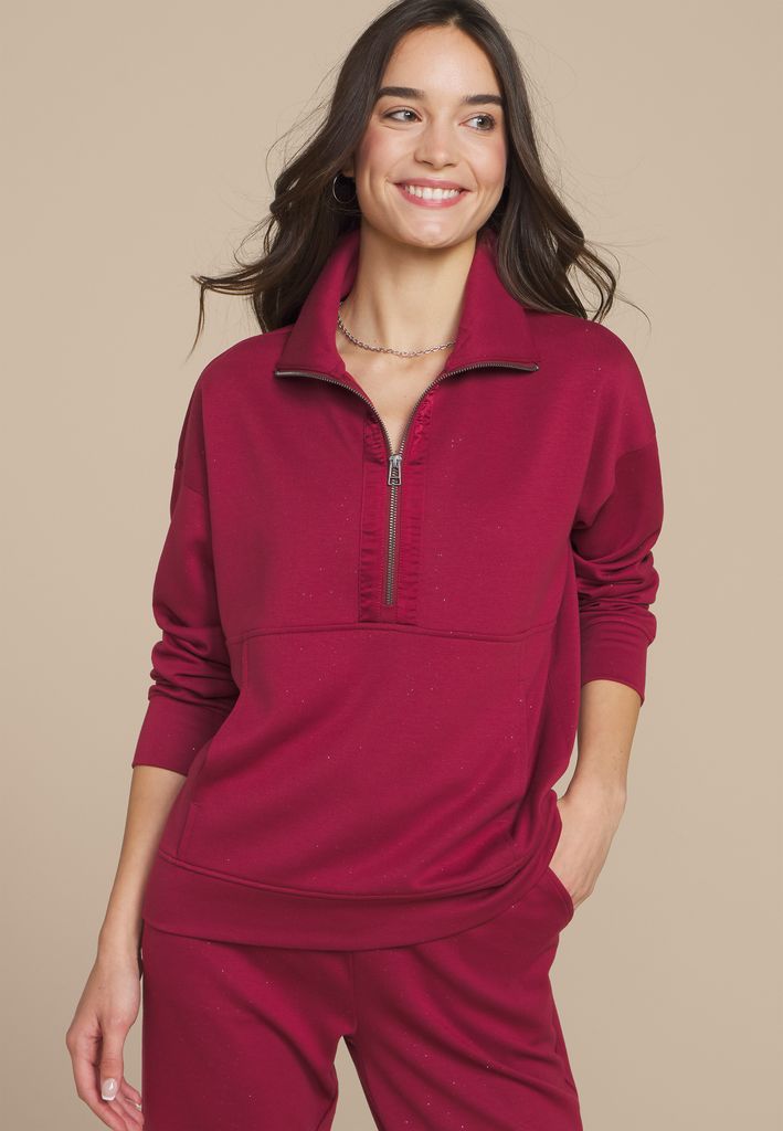 Sparkle Scuba Knit Half Zip Sweatshirt