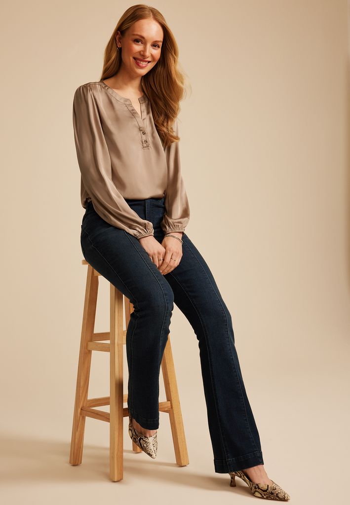 Satin Split Neck Blouse - Image 3