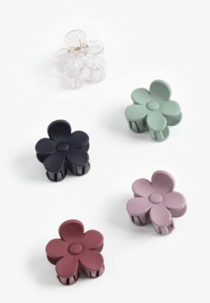 5 Pack Colorful Matte Floral Claw Hair Clips