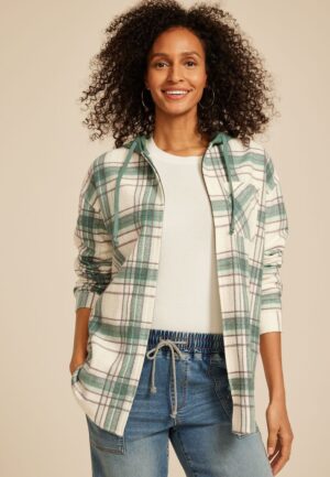 Vintage Plaid Hooded Shacket