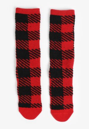Red And Black Buffalo Plaid Crew Socks