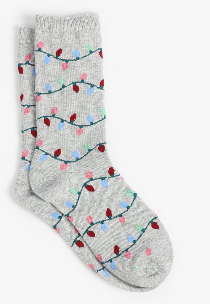Festive String Lights Crew Socks