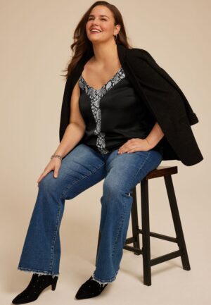 Plus Size Studio Y Snake Print Trim Camisole