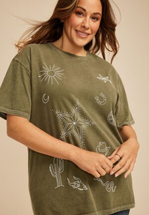 Plus Size Stitched Country Icon Relaxed Graphic Tee