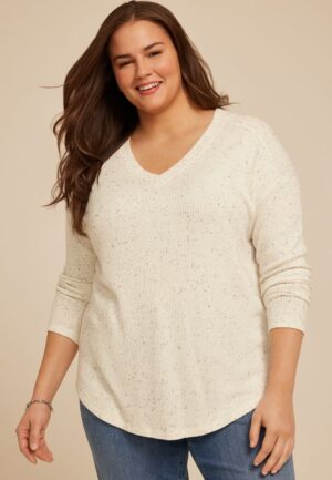 Plus Size 24/7 Berkley Speckled Long Sleeve Tee