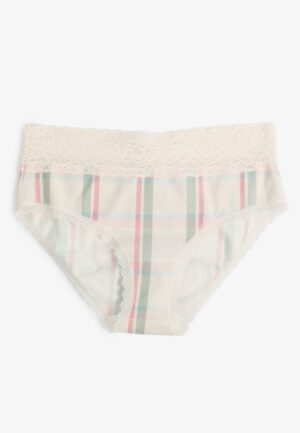Simply Comfy Cotton Mauve Plaid Hipster Panty
