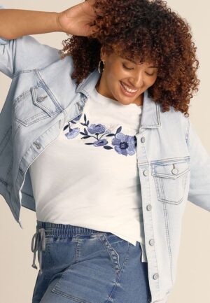 Plus Size Light Wash Denim Jacket