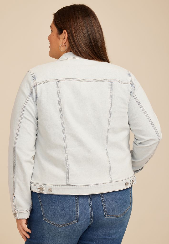 Plus Size Light Wash Denim Jacket - Image 2