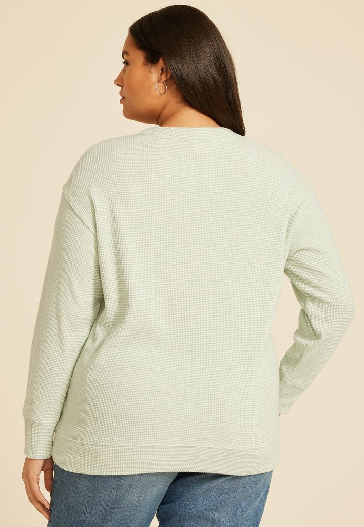 Plus Size Brushed Waffle Tunic Sweatshirt - Image 2