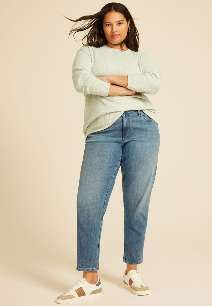 Plus Size Brushed Waffle Tunic Sweatshirt - Image 3