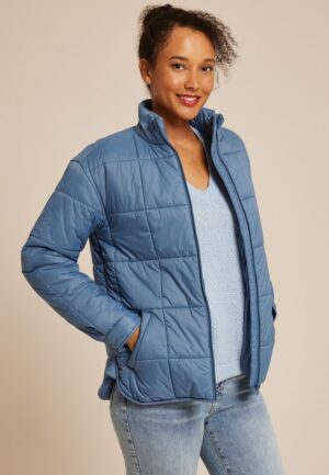Blue Packable Quilted Puffer Jacket
