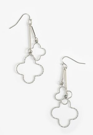 Silver Clover Drop Earrings