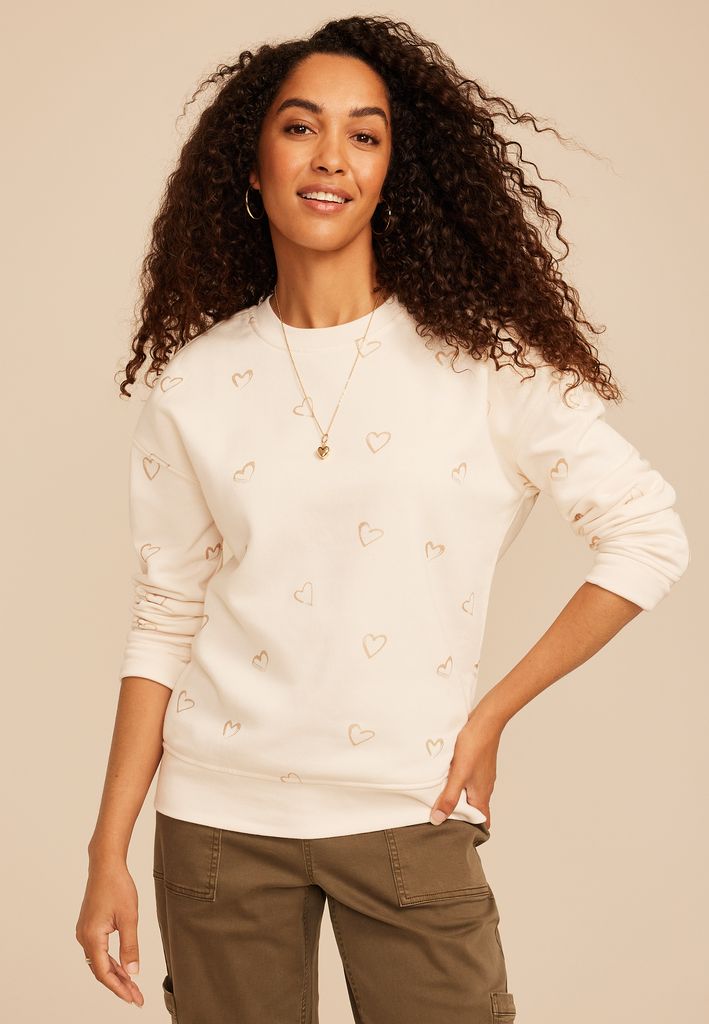 Gold Foil Hearts Crew Neck Sweatshirt - Image 3