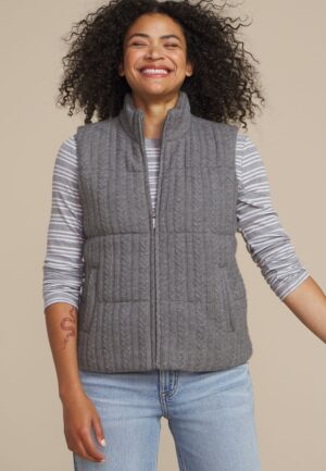 Cable Knit Puffer Vest