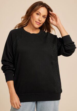 Plus Size Studio Y Black Shimmer Tunic Sweatshirt
