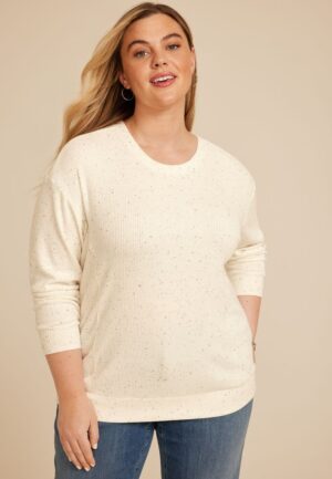 Plus Size 24/7 Hacci Speckled Long Sleeve Tee