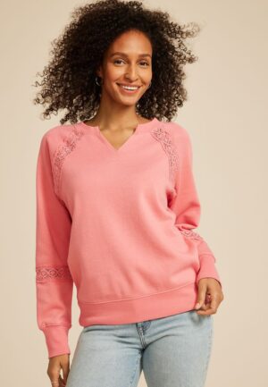 Crochet Mix Relaxed Fit Sweatshirt