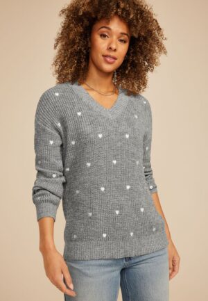 Heart Embroidered Sweater