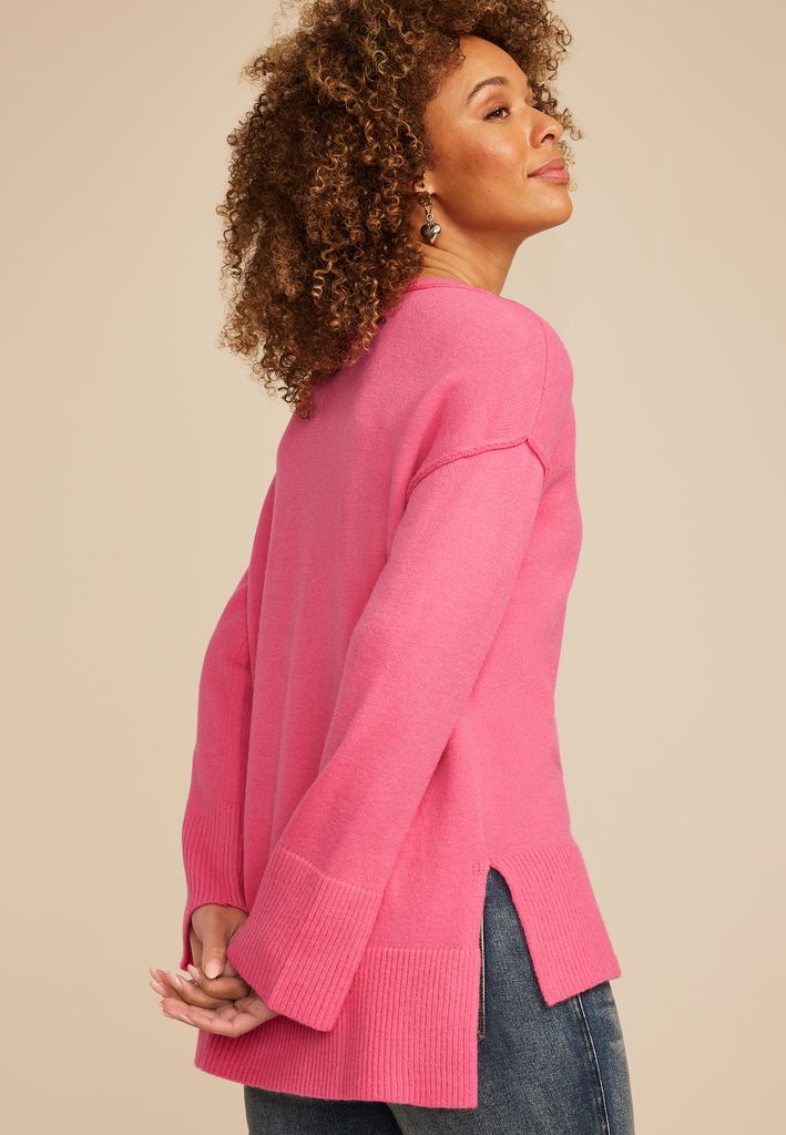 Crew Neck Step Hem Sweater - Image 2