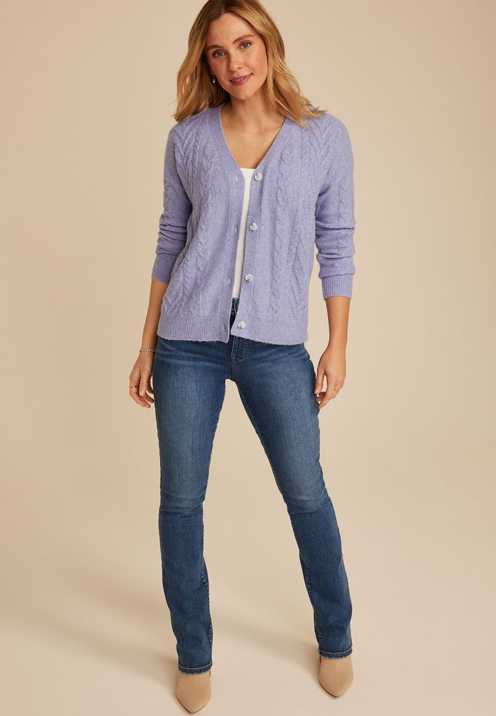 Cable Button Front Cardigan - Image 3