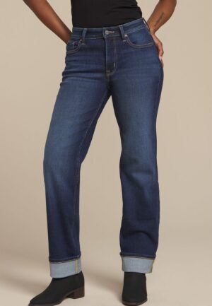 edgely&trade; High Rise Cuff Hem Relaxed Straight Leg Jean