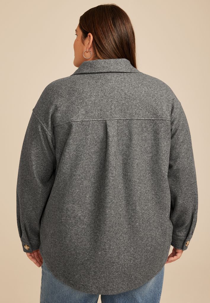 Plus Size Gray Faux Wool Shacket - Image 2