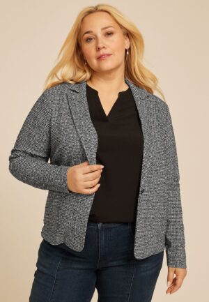 Plus Size Faux Tweed Blazer