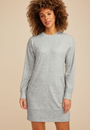 Heather Gray Crew Neck Sweatshirt Dress