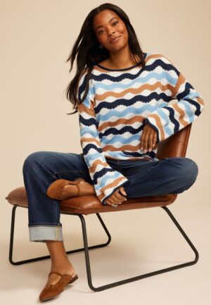 Multi Color Wave Striped Sweater