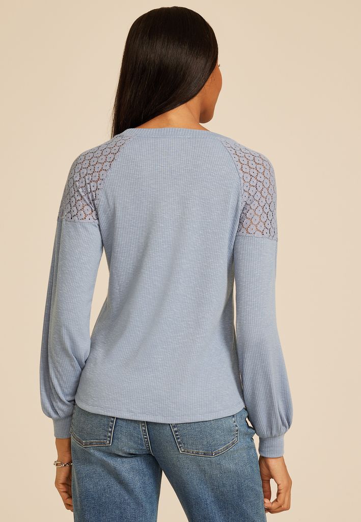 Lace Shoulder Raglan Top - Image 2