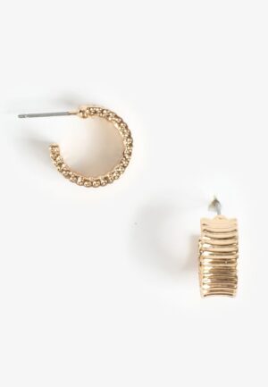 Gold Textured Mini Hoop Earrings