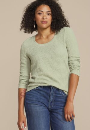 24/7 Textured Scoop Neck Long Sleeve Tee