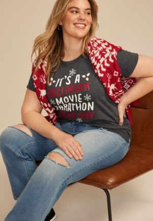 Plus Size Hallmark Movie Marathon Classic Fit Graphic Tee