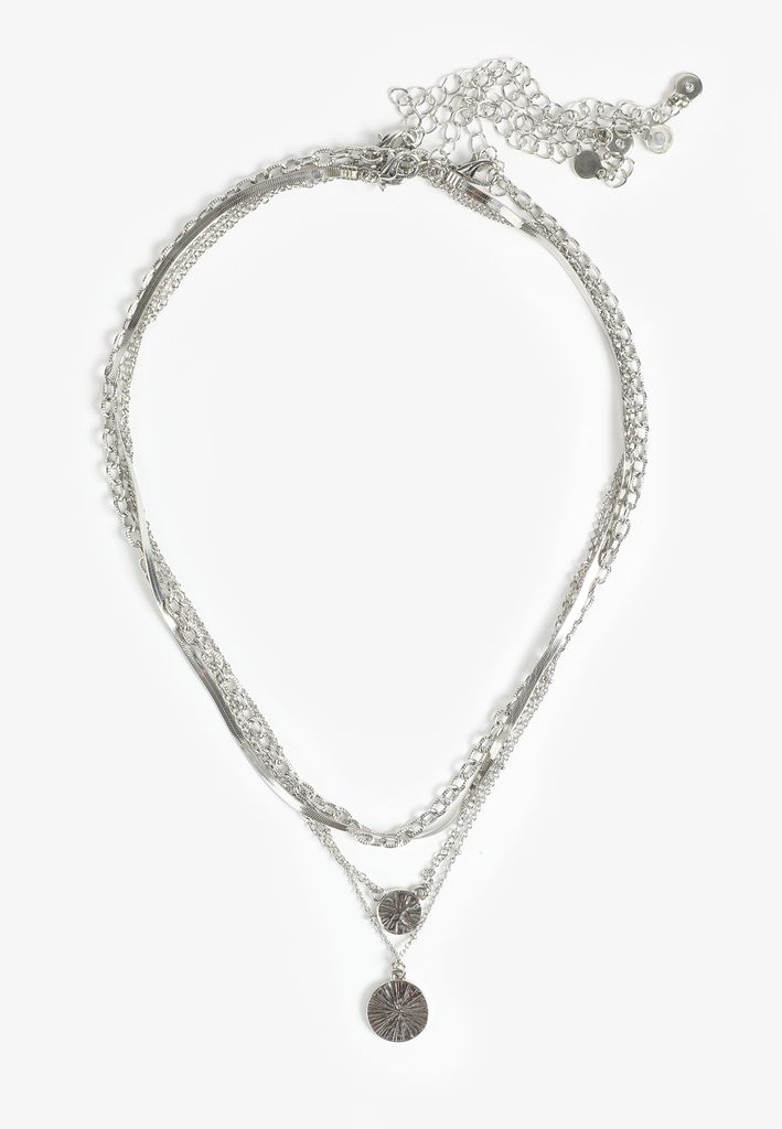 Silver 4 Row Layered Necklace - Image 2