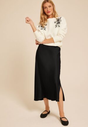 Studio Y Satin High Rise Midi Skirt
