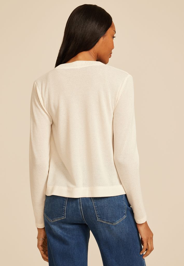 Textured Open Front Cardigan - Image 2