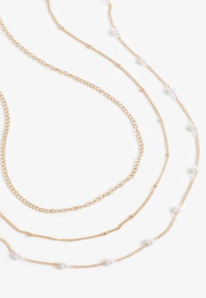 Gold Faux Pearl Layered Necklace